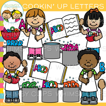 Preview of Chef Kids Cooking Up Letters Clip Art