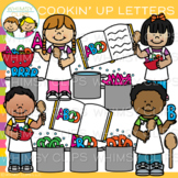 Chef Kids Cooking Up Letters Clip Art