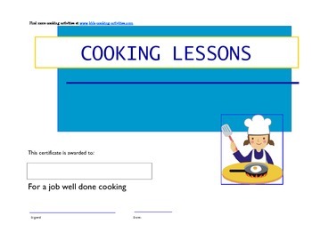 Preview of Kids Cooking Certificates