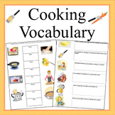 Cooking Vocabulary Terms Worksheets- Cooking with Kids