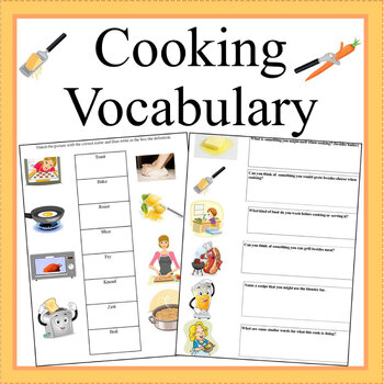 Preview of Cooking Vocabulary Terms Worksheets- Cooking with Kids