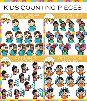 Preview of Kids Counting Pieces Math Clip Art Bundle