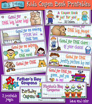 Preview of Kids Coupon Book - Printable Gift Idea for Kids to Parents