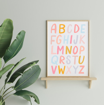 Preview of Bright and Colorful Pastel Alphabet Poster / Alphabet Wall Art - 24 x 30"