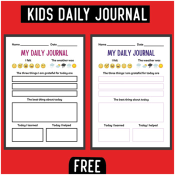 Kids Daily Journal - Social Emotional Learning Activity for Kids