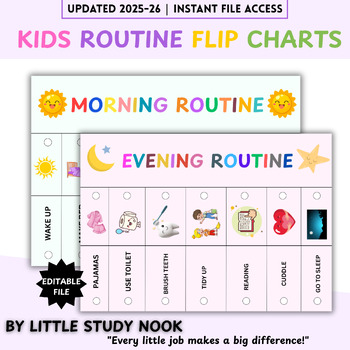 Preview of Editable Kids Daily Routine Chart – Visual Schedule for Morning & Bedtime school