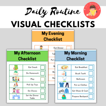 Preview of Kids Daily Routines Visual Schedule Checklist | Occupational Therapy ADL Aides