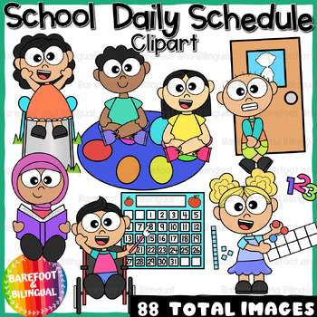 Preview of Kids Daily Schedule Clipart - Kids Back to School Clipart