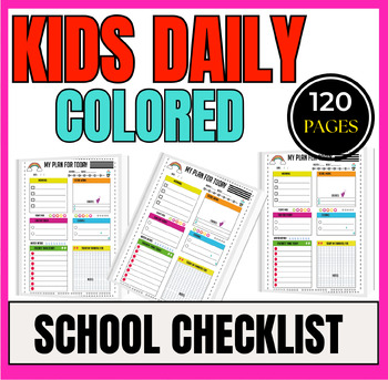 Preview of Kids Daily School Checklist ⭐⭐⭐⭐⭐ 120 Pages Colored ⭐⭐⭐+ BONUS 01 Cover
