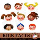 Kids Diverse Happy Face Clip Art