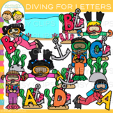 Underwater Scuba Kids Diving For Letters Clip Art