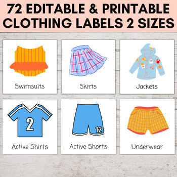 Preview of Kids Dresser Labels, EDITABLE & PRITNTABLE Closet Storage Labels Visual Pictures