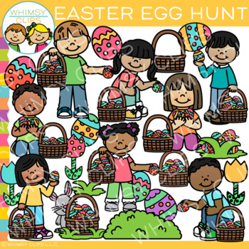 Kids Easter Egg Hunt Clip Art Easter Clip Art By Whimsy Clips Tpt