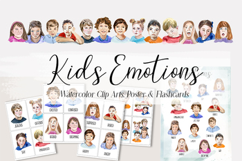 Preview of Kids Emotions - Watercolor Set