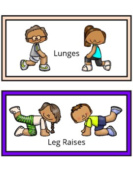 Kids Exercise Flash Cards Fitness Signs Physical Literacy Pe Tpt