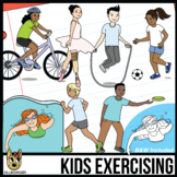 Kids Exercising Clip Art | Kids or Teens Playing Sports Clipart