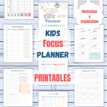 Preview of Kids FOCUS Planner | Study Skills | Goal Setting | Plan | Organize | Calm Colors