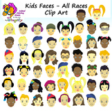Kids Faces - All Races Clip Art
