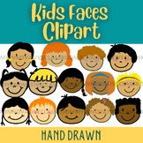 Kids Faces Clip Art | Hand-drawn Clipart | Girl Boys Clipart