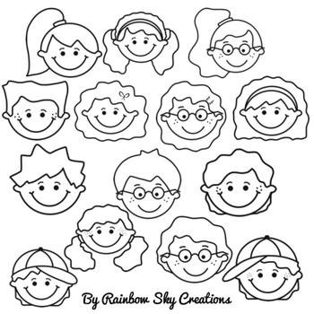 Kids Faces Clipart by Rainbow Sky Creations | Teachers Pay Teachers