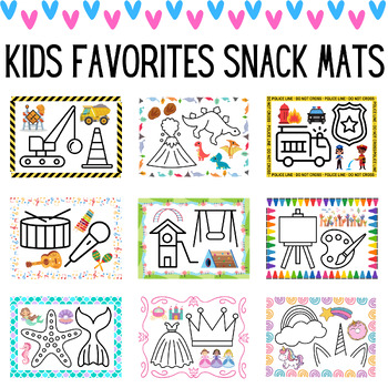 Preview of Kids Favorites Snack Mats, Printable Placemats for Picky Eaters
