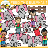 Kids Feeding Elephant Clip Art