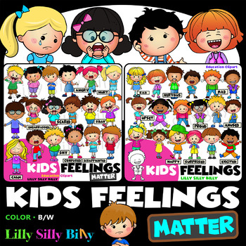 Preview of Kids Feelings Matter BUNDLE - Emotions clipart. {Lilly Silly Billy}