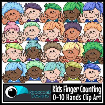 Preview of Kids Finger Counting 0-10 Hands Clip Art - Kids Faces Clip Art