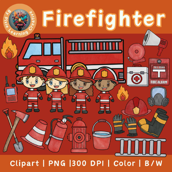 Preview of Kids Firefighter | Digital Clip Art | {Pixie Learning Creative}