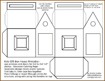 Preview of Kids Gift Box House Box Coloring Page Pattern Project Printable