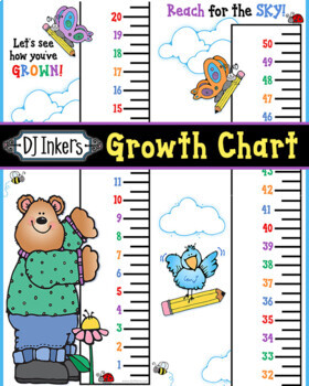 Preview of Kids Growth Chart & Printable Rulers - Measuring Height in Inches