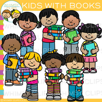 Preview of School Kids Holding Books Clip Art