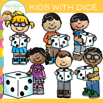 Preview of Kids Holding Dice: Math Clip Art