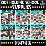 Kids Holding School Supplies Clip Art Bundle {Educlips Clipart}
