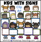 Kids With Signs Clip Art