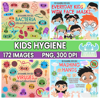Preview of Kids Hygiene Clipart Bundle 1 (Lime and Kiwi Designs)