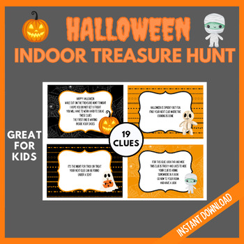 Kids Indoor Halloween Scavenger Hunt Clues with answers by Little HaloJ
