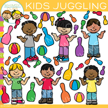 Preview of Kids Juggling Clip Art