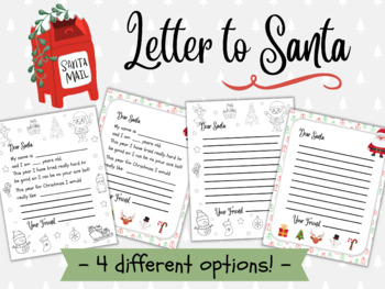 Preview of Kids Letter to Santa Bundle |  Printable Kids Christmas Letter Coloring Page