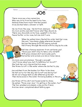 Preview of Kids Like Me!  Joe's Story: Reading Comprehension and Writing Skills