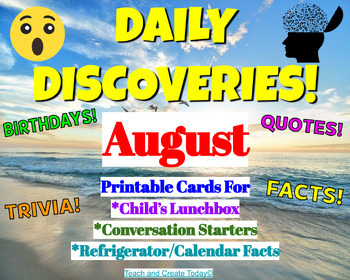 Preview of Kids Lunch Box Note Cards BUNDLE Daily Printables Conversation Topics AUG JUN