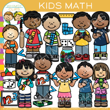Preview of School Kids with Math Tools Clip Art