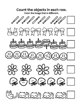 Preview of Kids Math Printable Kinder Counting for Kids, Coloring Worksheet