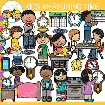 Preview of Kids Measuring Time Math Clip Art