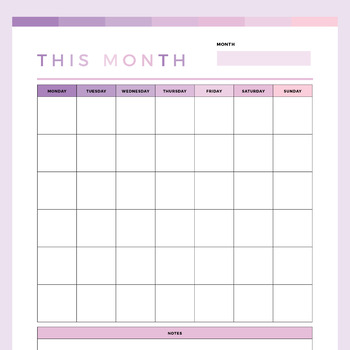 Kids Monthly Planner Printable | Kids Personal Calendar | Month Overview