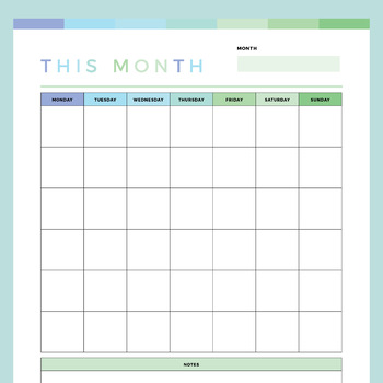 Kids Monthly Planner Printable | Kids Personal Calendar | Month Overview