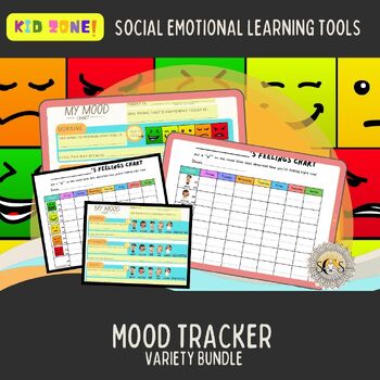Preview of Kids' Mood Tracker Bundle | 4 design | Mindfulness, SEL, Mood Tracking