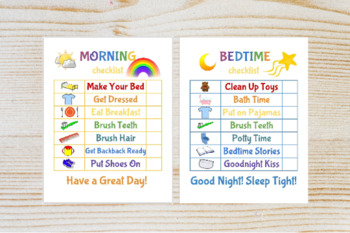 Preview of Kids Morning/Bedtime Checklist Printable | Chore Chart | Kid Routine Chart | Kid