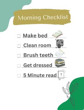 Preview of Kids Morning Checklist chores and good habits 1st grade, minimalist