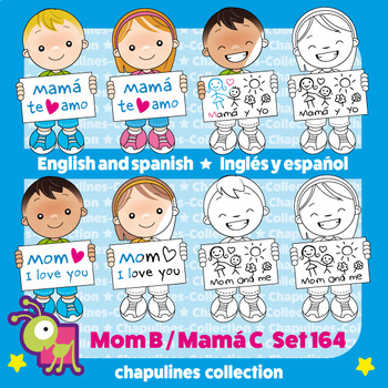 Kids Mother S Day Clipart Bundle Color Black White Dia De Las Madres Set 164